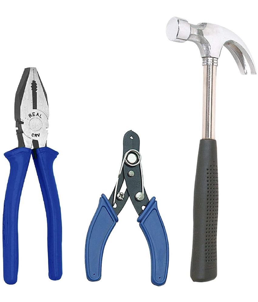     			Kadio Hand Tools Combo Set With 8" Combination Plier, 8" Claw Hammer, Wire Cutter (Set of 3)