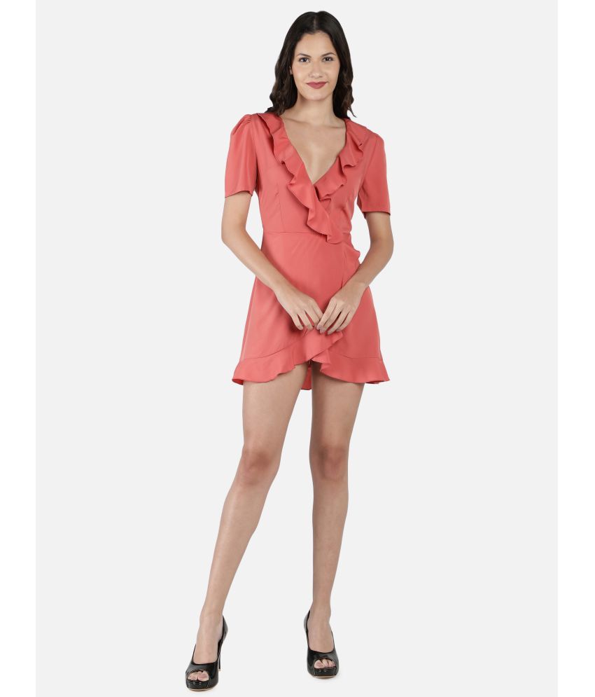     			NUEVOSDAMAS - Coral Polyester Women's Wrap Dress ( Pack of 1 )