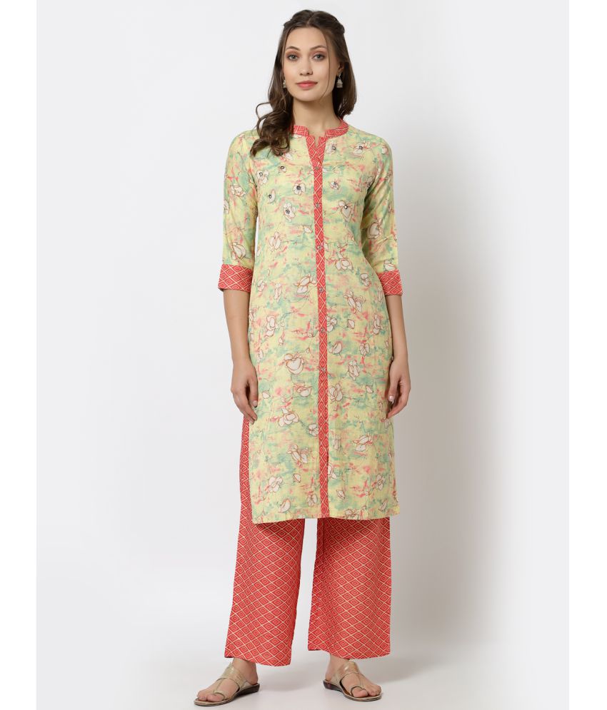     			Yellow Cloud - Yellow Straight Rayon Women's Stitched Salwar Suit ( Pack of 1 )