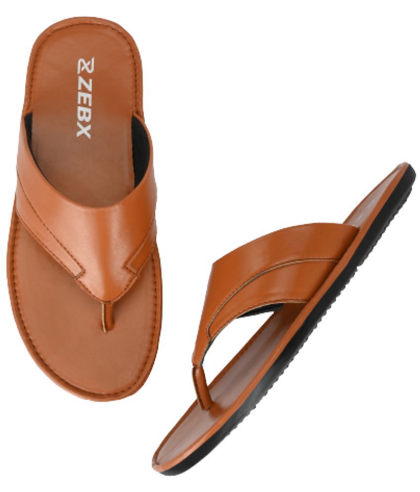     			ZebX - Tan Men's Leather Slipper