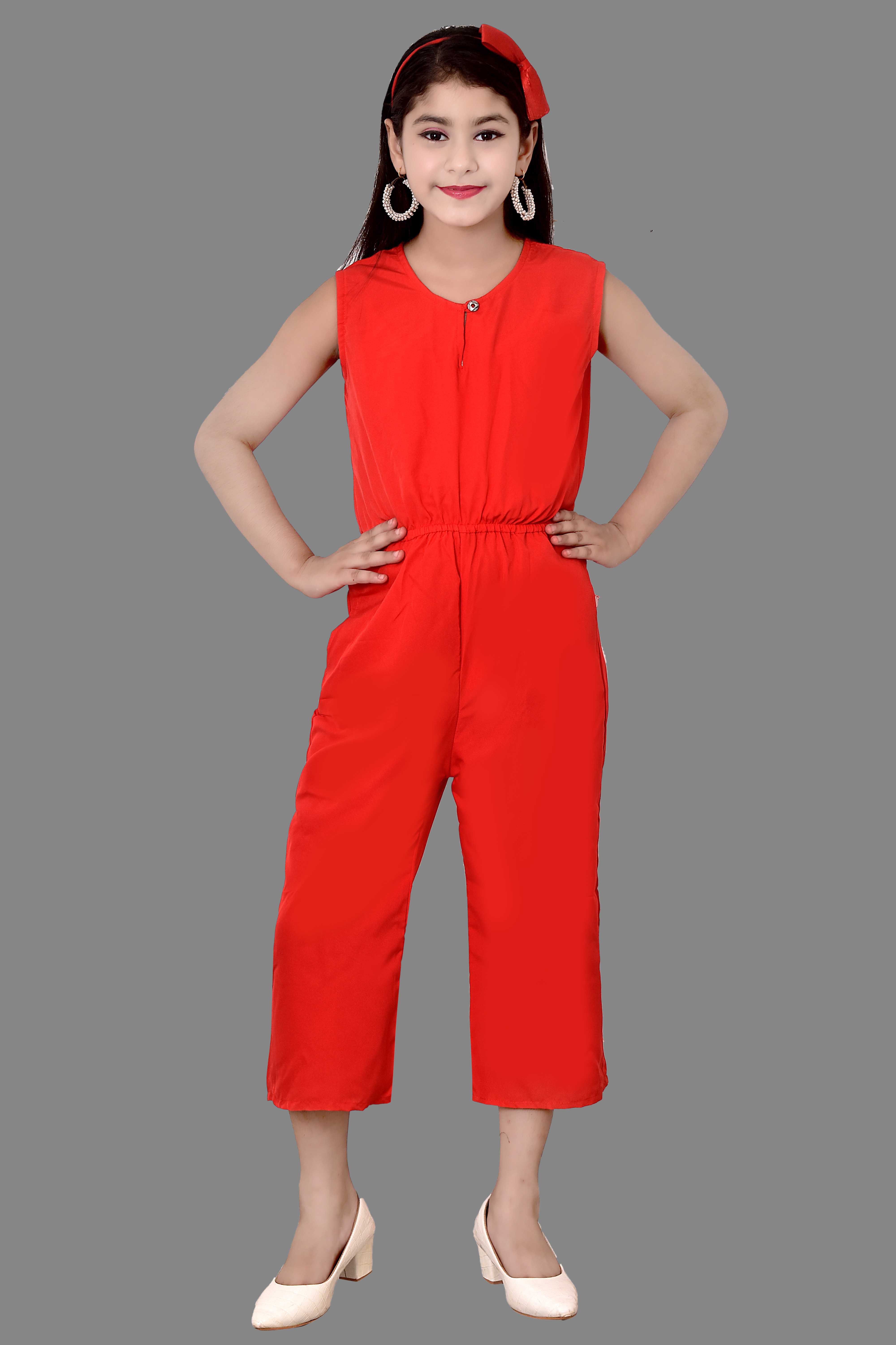    			Arshia Fashions - Red Crepe Girls Jumpsuit ( Pack of 1 )