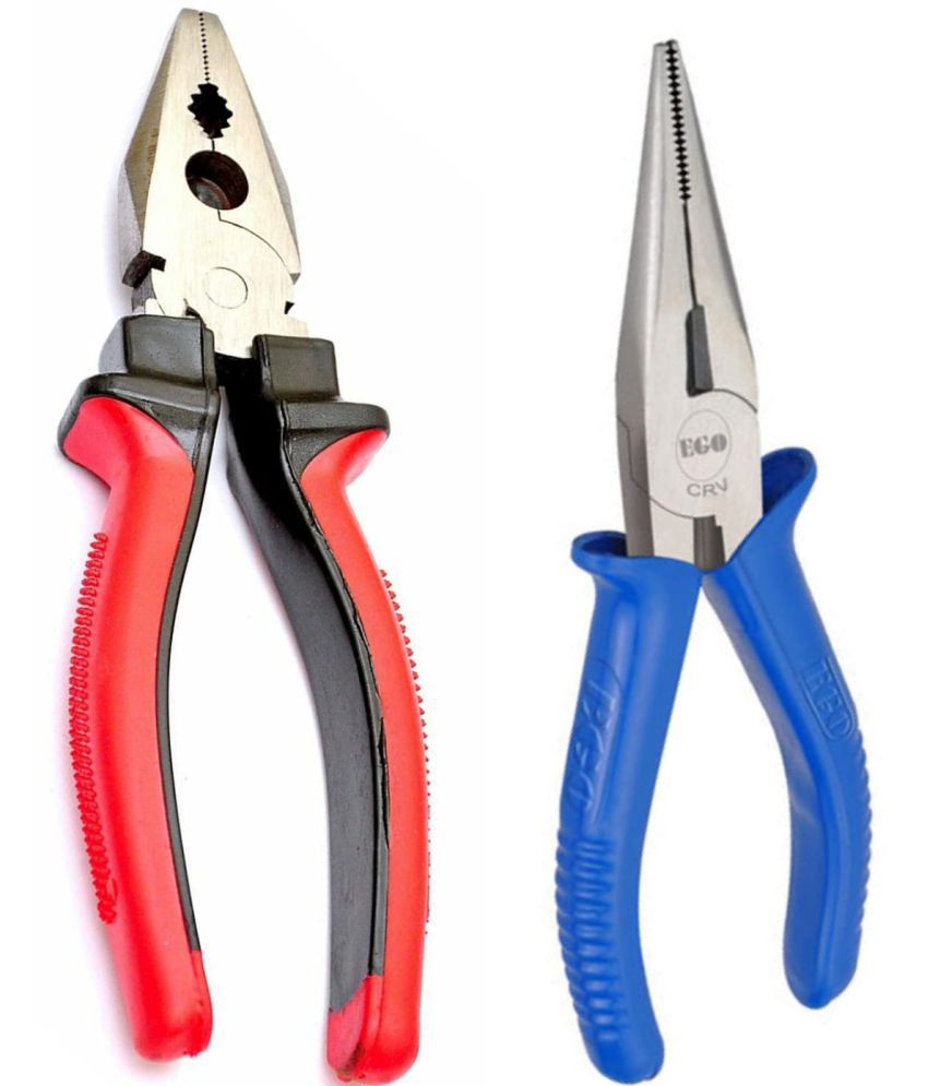     			Kadio Hand Tools Combo Set With 8" Rubber Grip Plier and Nose Plier (Multicolor, Heavy Duty)(Set of 2)