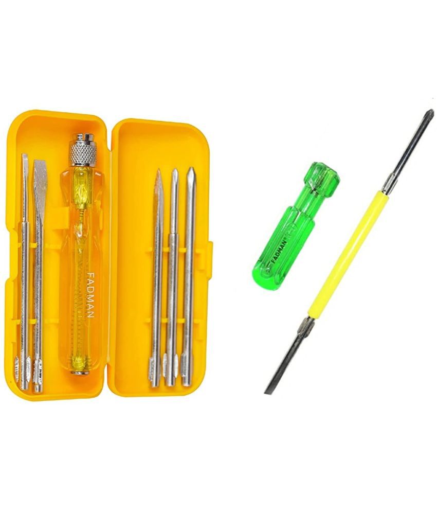     			Kadio Hand Tools Combo Set With 5Pcs Screwdriver Set, 2 in 1 Reversible Screwdriver (Multicolor, Heavy Duty)(Set of 2)