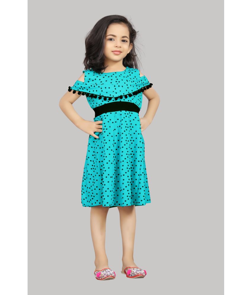     			R K Maniyar - Blue Rayon Girls Fit And Flare Dress ( Pack of 1 )