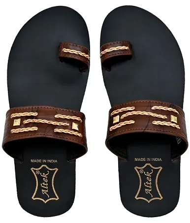 Altek Brown Men s Leather Slipper Buy Altek Brown Men s