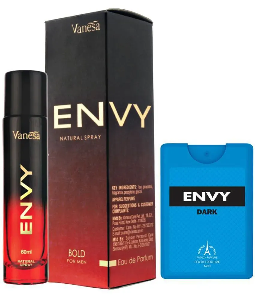 Envy Bold Perfume 60ml Dark Pocket Perfume for Men 18ml Pack of