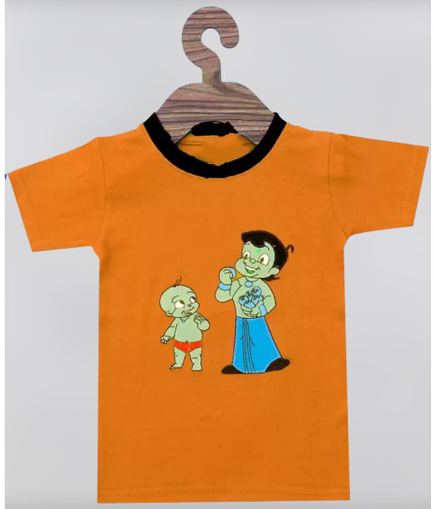 Hapynes - Orange Cotton Blend Boy's T-Shirt ( Pack of 1 )