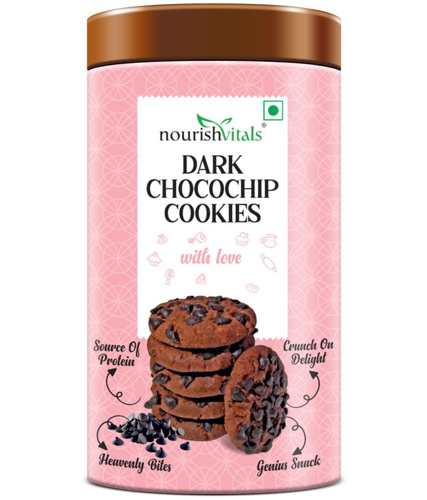 NourishVitals Dark Chocochip Chocolate Cookies, Heavenly Bites, Source of Protein, Crunchy Delights, Genius Snack, 120g
