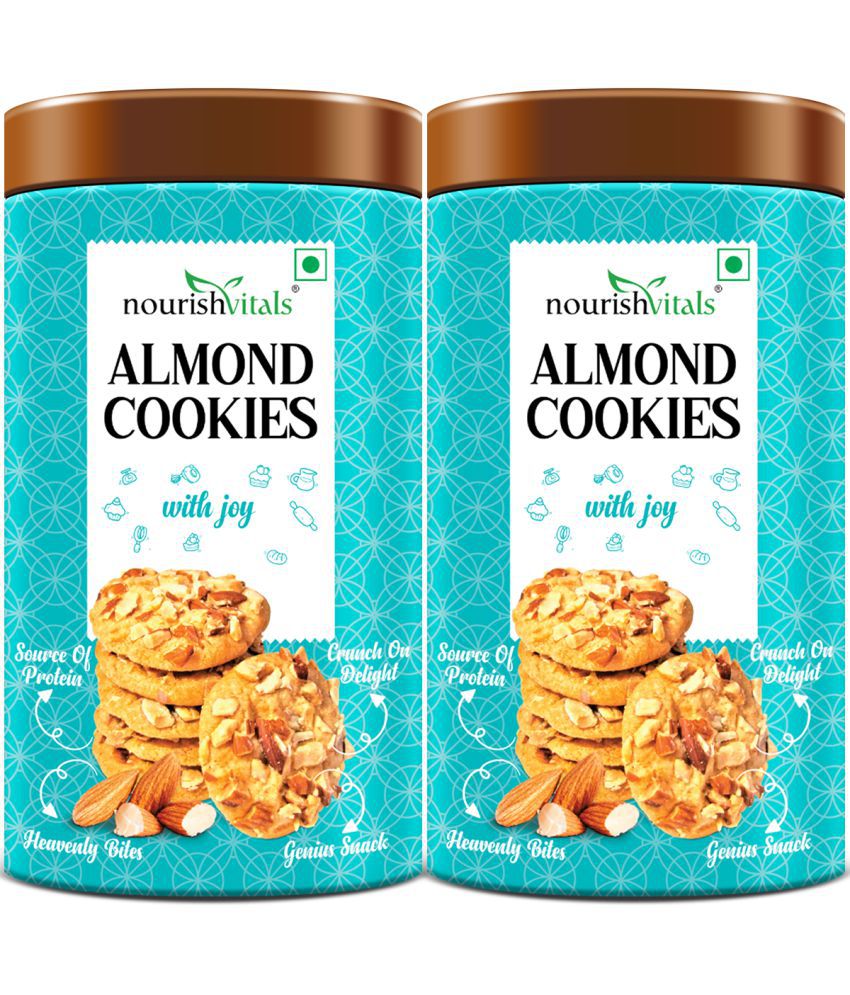     			NourishVitals Almond Cookies, Heavenly Bites, Source of Protein, Crunchy Delights, Genius Snack, 120g x Pack Of 2