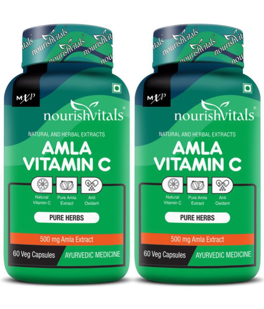     			NourishVitals Amla Vitamin C with Tannins > 25% Pure Herbs, 500 mg Amla Extract 60 Veg Capsules (Pack Of 2)