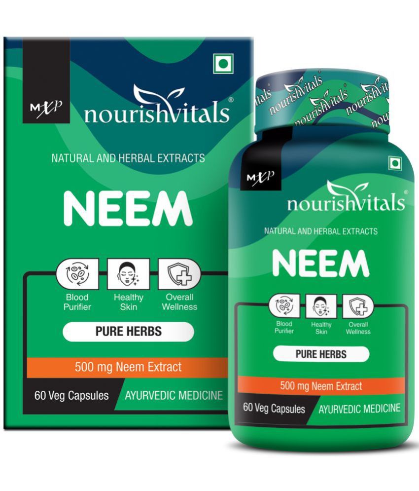     			NourishVitals Neem Pure Herbs, 500 mg Neem Extract, Blood Purifier & For Healthy Skin, 60 Veg Capsules