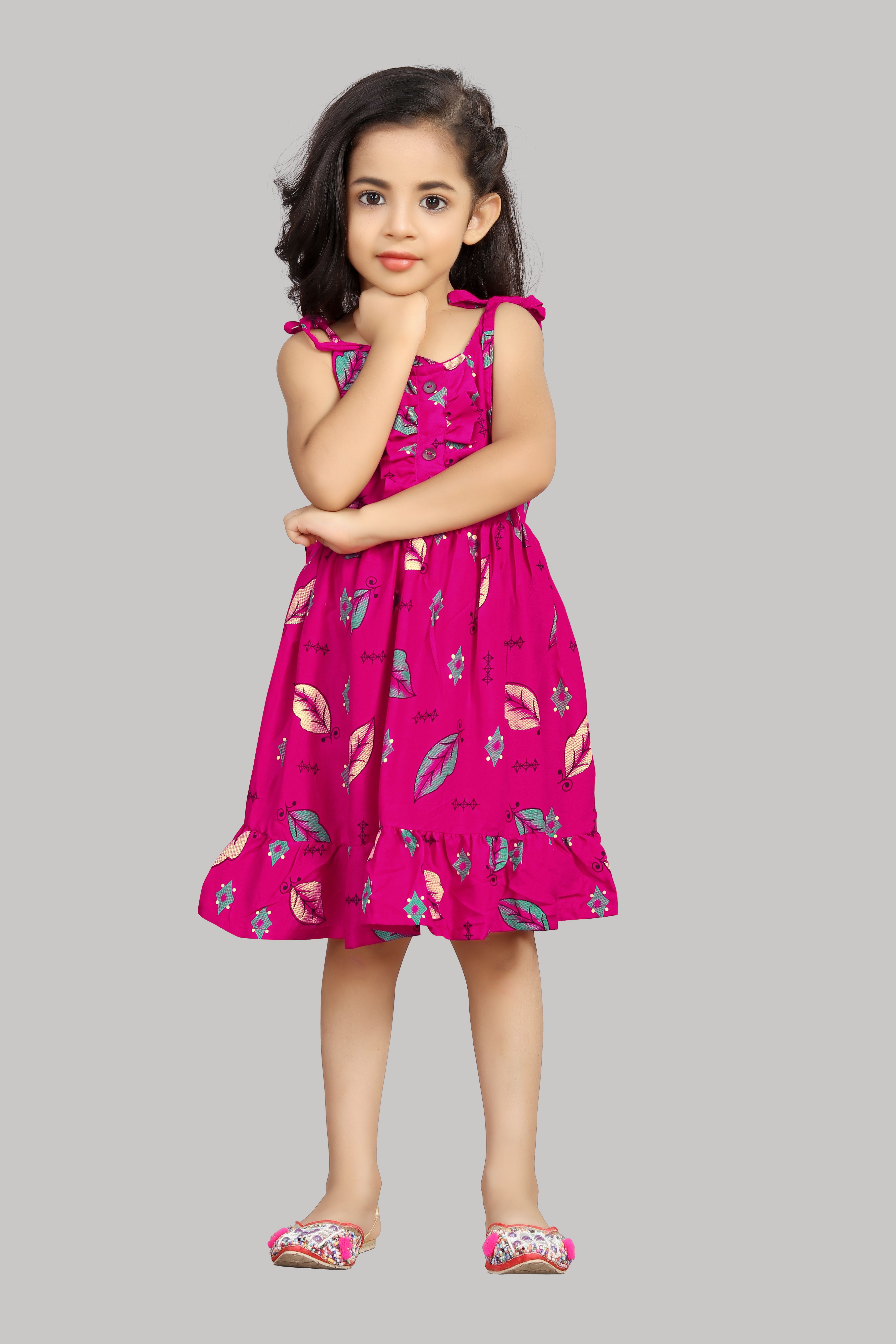     			R K Maniyar - Deep Pink Rayon Girls Fit And Flare Dress ( Pack of 1 )
