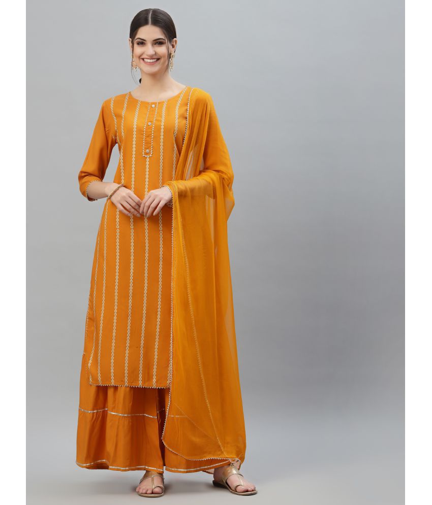     			Stylum - Orange Straight Rayon Women's Stitched Salwar Suit ( Pack of 1 )