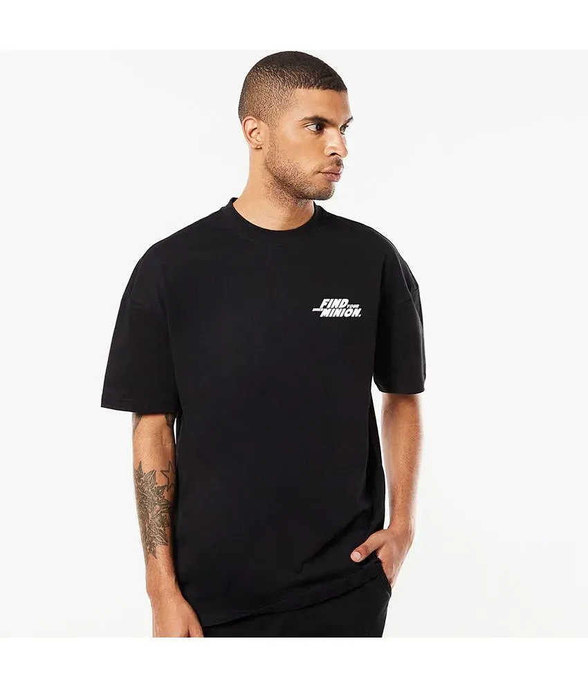Bewakoof Black Cotton Oversized Fit Men s T Shirt Pack of 1
