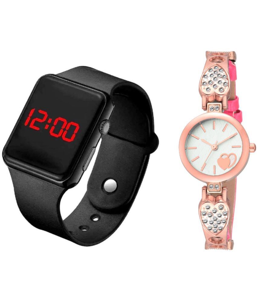     			DECLASSE - Pink Leather Digital Couple's Watch