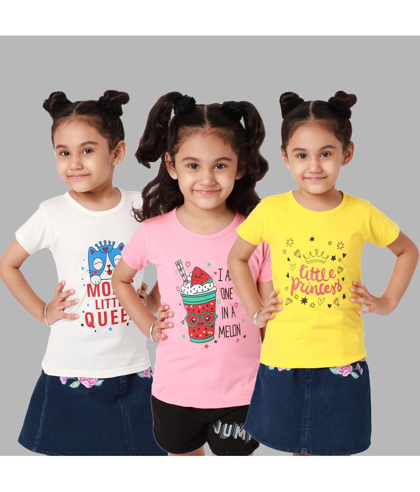     			Little Zing - Multicolor Cotton Girls T-Shirt ( Pack of 3 )