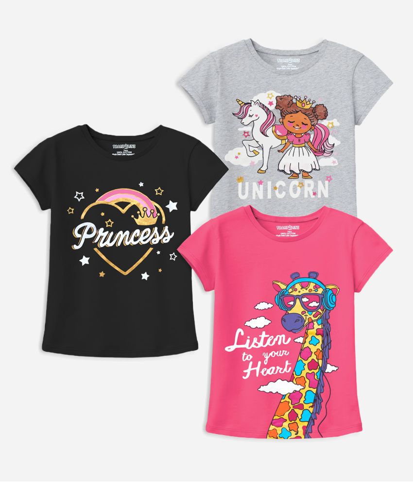    			Trampoline - Multicolor Cotton Girls T-Shirt ( Pack of 3 )