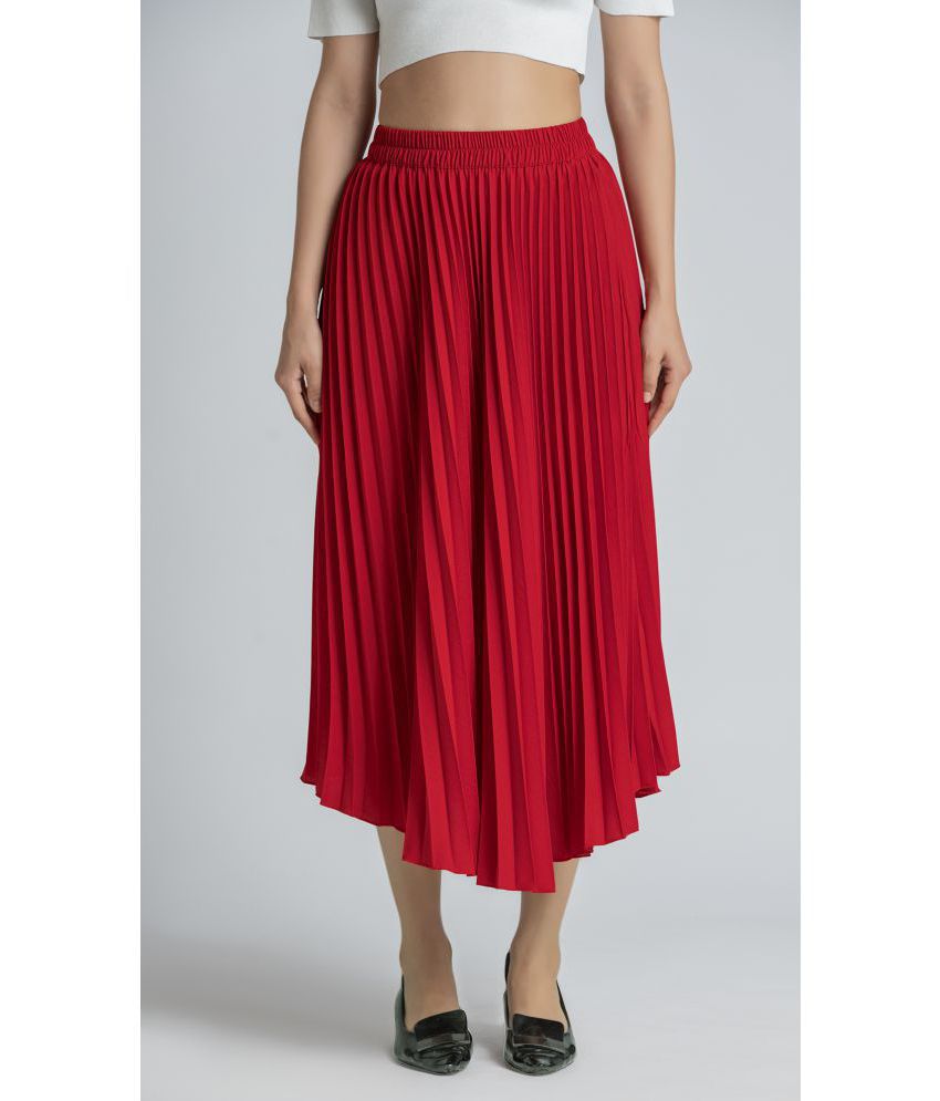 aask - Red Polyester Women's Flared Skirt ( Pack of 1 )
