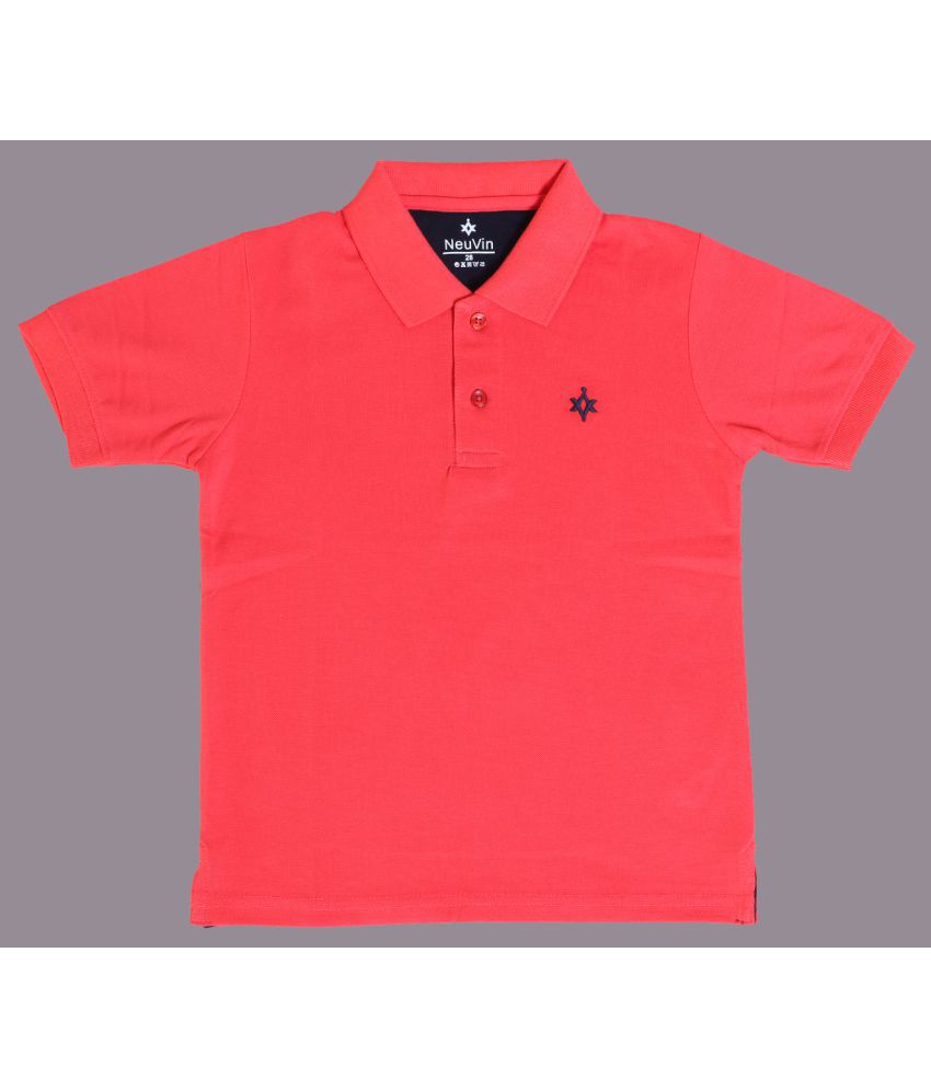 NEUVIN - Pink Cotton Blend Boy's Polo T-Shirt ( Pack of 1 )