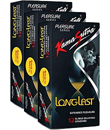 A 'KAMASUTRA' Lubricated Condoms long last Flavour Condom Made of Natural Rubber Latex For Men(3 Pack Of 36 Condom)