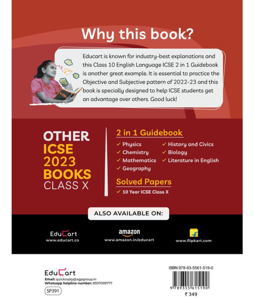 Educart ICSE Class 10 English Language Guidebook 202223 Question Bank