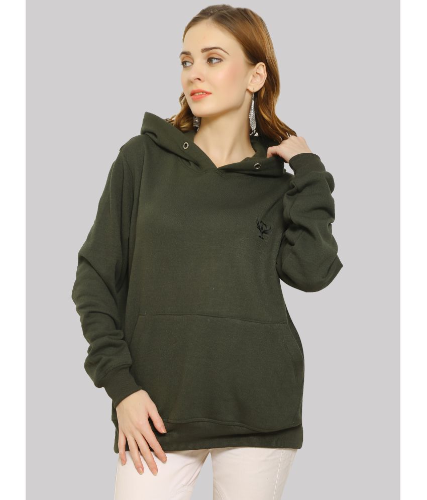 Heathex Cotton Green Hooded Sweatshirt