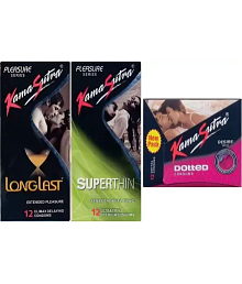 Kamasutra Dotted, Longlast Superthin Condom (Set Of 3, 36S)