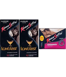 Kamasutra Longlast &amp; Dotted Condom (Set of 3, 36 Sheets)