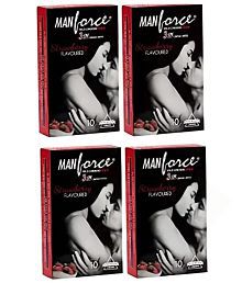 Manforce Extra Dotted STRAWBERRY Flavoured Condom Set Of 4 , ( 40 Pcs)