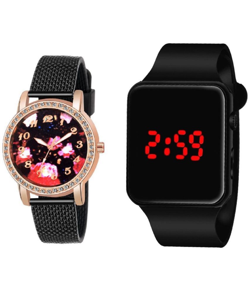     			DECLASSE - Pink Leather Analog-Digital Couple's Watch