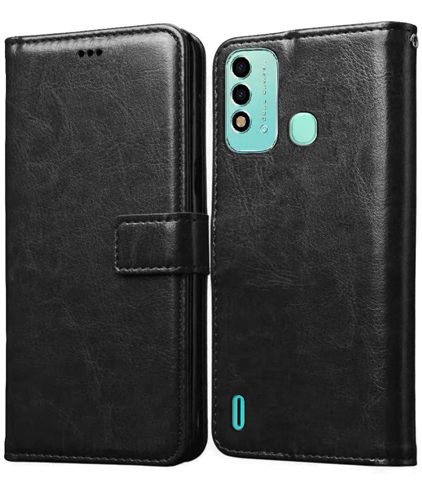     			Doyen Creations - Black Artificial Leather Flip Cover Compatible For itel Vision 2S ( Pack of 1 )