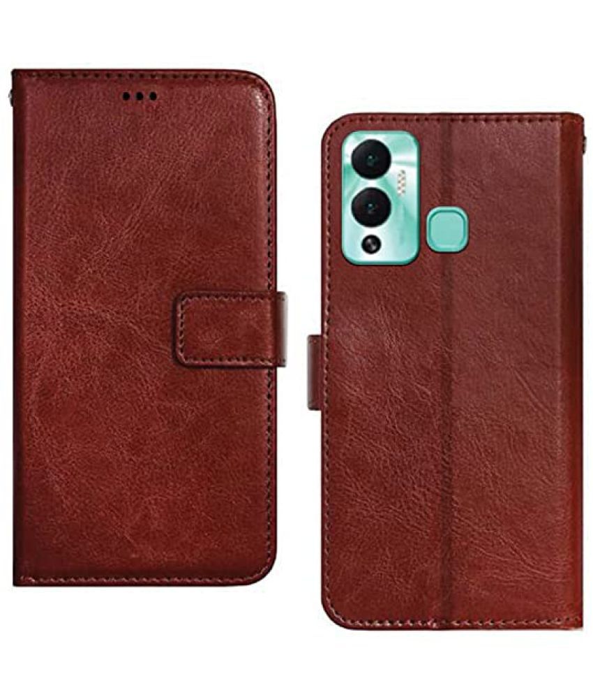     			Doyen Creations - Brown Artificial Leather Flip Cover Compatible For Infinix Hot 12 Play ( Pack of 1 )