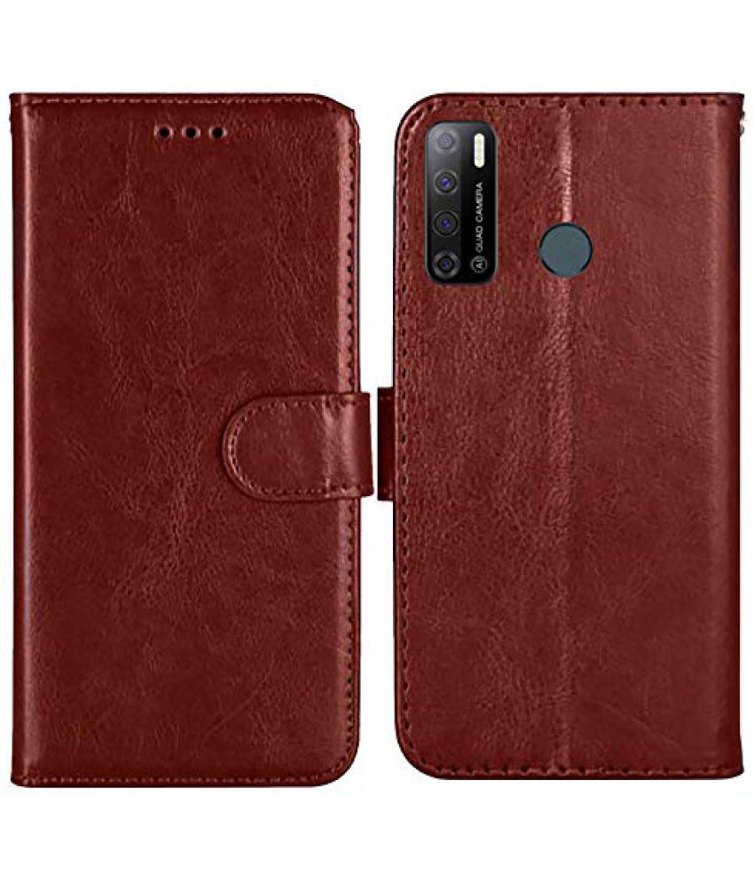     			KOVADO - Brown Artificial Leather Flip Cover Compatible For Tecno Spark Power 2 ( Pack of 1 )
