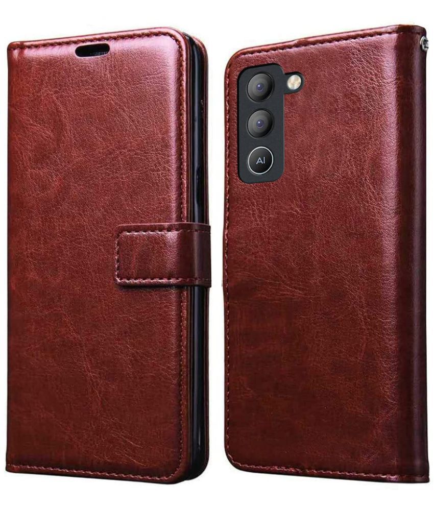    			Kosher Traders - Brown Artificial Leather Flip Cover Compatible For Tecno Pop 5 Lite ( Pack of 1 )