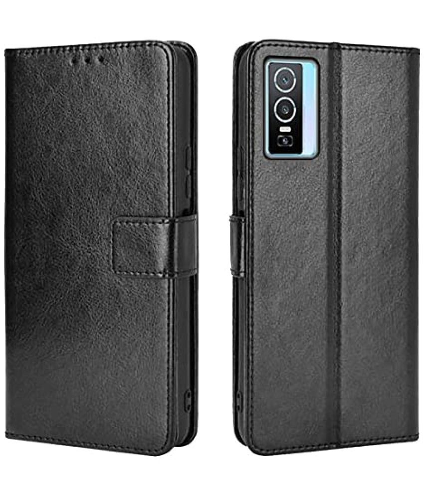     			Megha Star - Black Artificial Leather Flip Cover Compatible For Vivo y76 5G ( Pack of 1 )