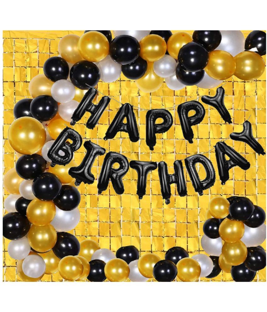 Blooms Mall Happy Birthday Decoration Set of 75 Pcs Golden Black Buy