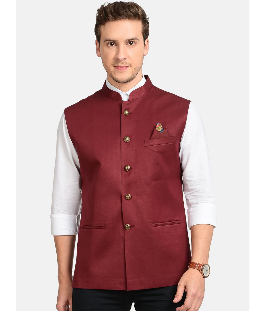     			Paul Street - Maroon Viscose Men's Nehru Jacket ( Pack of 1 )