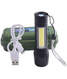 Penyan? LED Flashlight with COB Light Mini Waterproof Portable LED XPE COB Flashlight - 13W Rechargeable Flashlight Torch (Pack of 1)