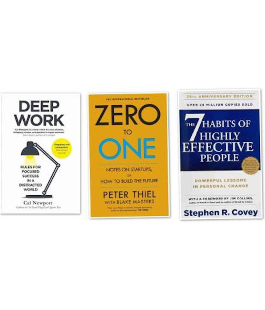     			3 Books Combo, Deep Work+zero To One+7 Habits Of Highly Effective People  (Paperback, Cal Newport, Peter, Stephen)