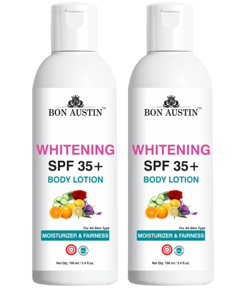 Bon Austin Skin Whitening De Tan Plus White Glow Moisturising SPF 35+ Body Lotion Pack of 2 of 100 ML (200 ML)