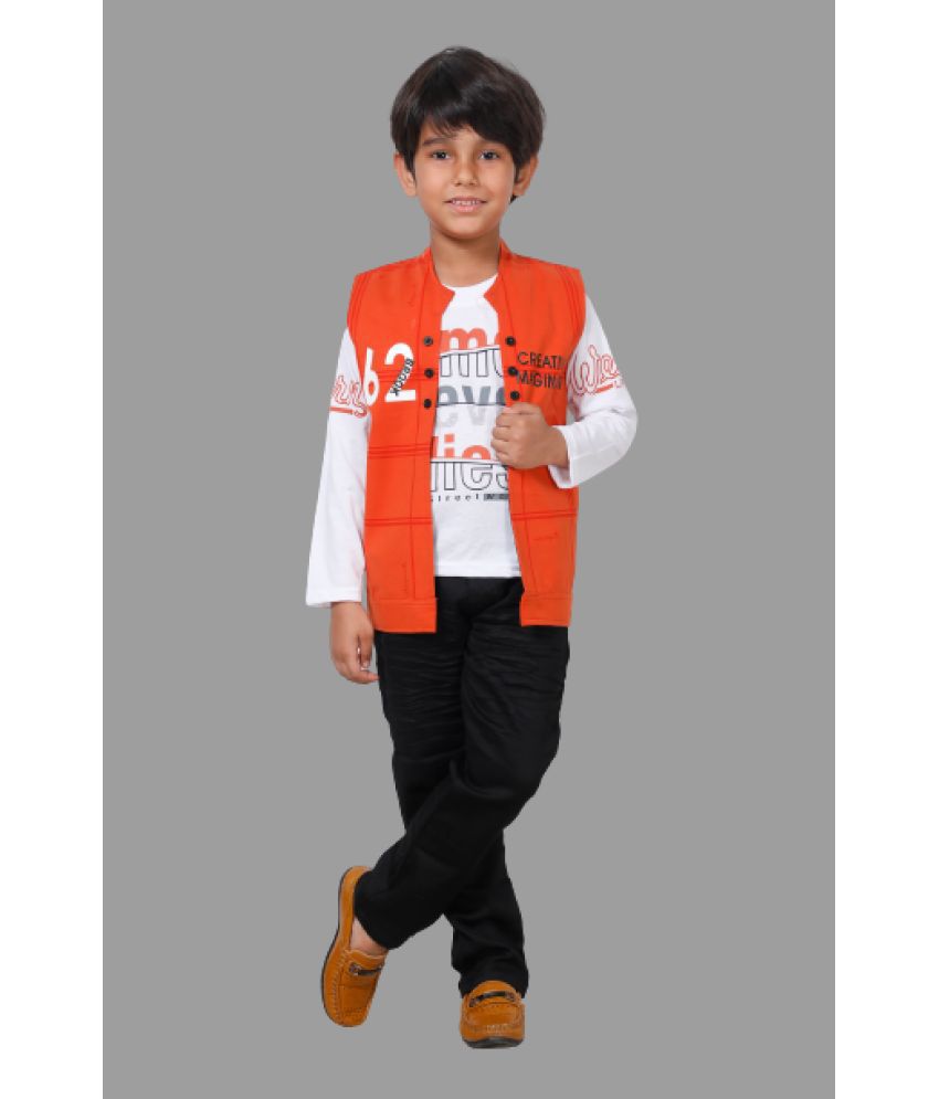     			DKGF Fashion - Orange Cotton Blend Boys Shirt & Pants ( Pack of 1 )