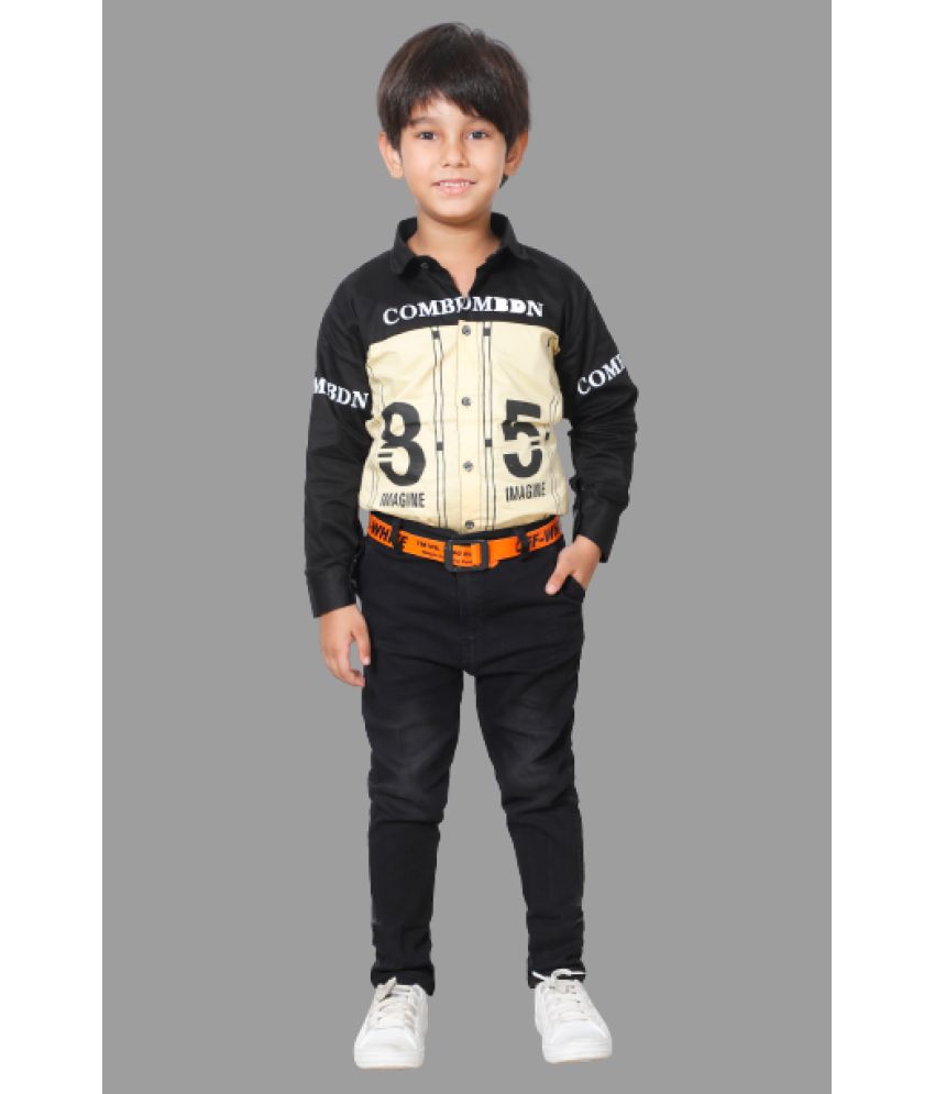     			DKGF Fashion - Yellow Cotton Blend Boys Shirt & Jeans ( Pack of 1 )