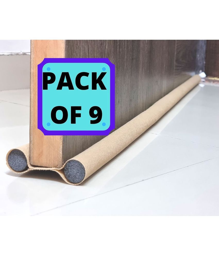     			Door Bottom Sealing Strip Guard for Home Twin Under Door Draft Fabric Cover Gap Sealer - Stops Light/Dust/Cool-Hot Air Escape Sound-Proof Reduce Noise (Size-39 inch) -PACK OF 9 Floor Mounted Door Stopper  (CREAM)