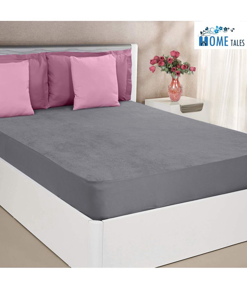     			HOMETALES - Cotton Terry Water Resistance Single Bed Mattress Protector - 191 cm (75") x 91 cm (36") - Grey