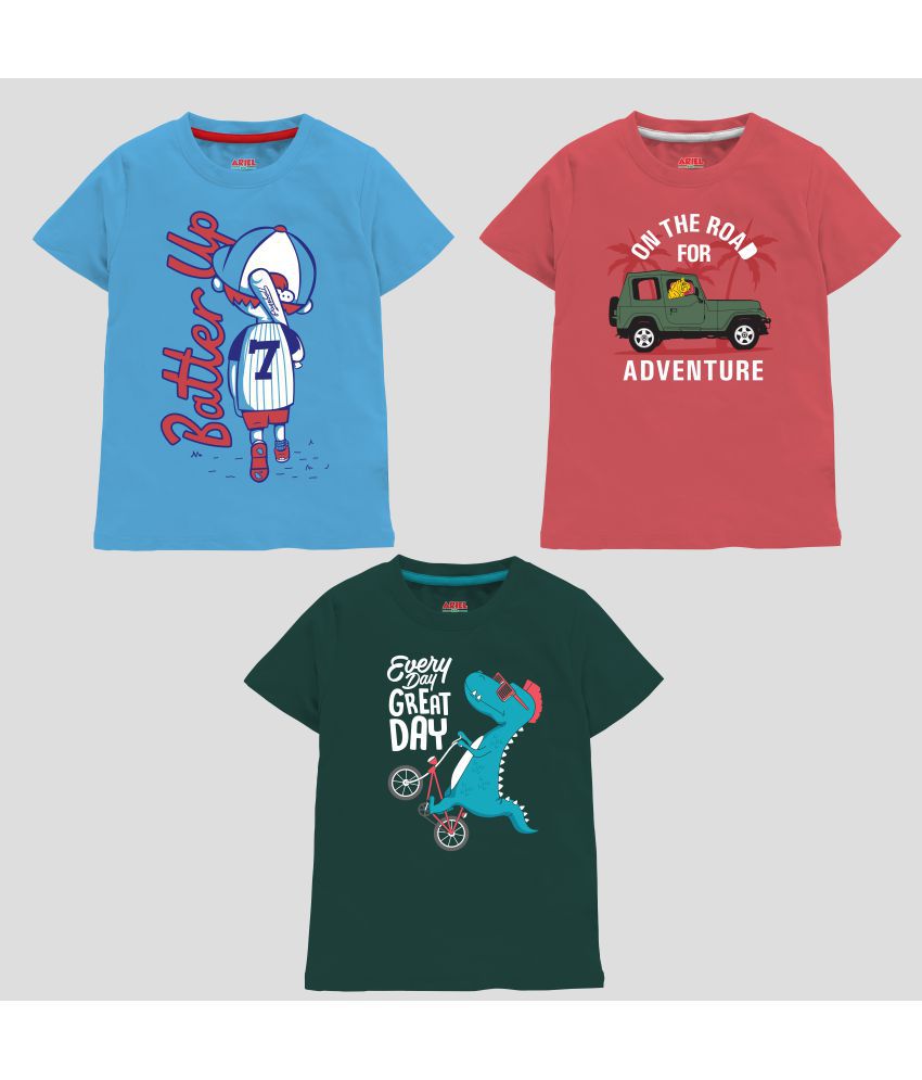 Ariel - Multicolor Cotton Boy's T-Shirt ( Pack of 3 )