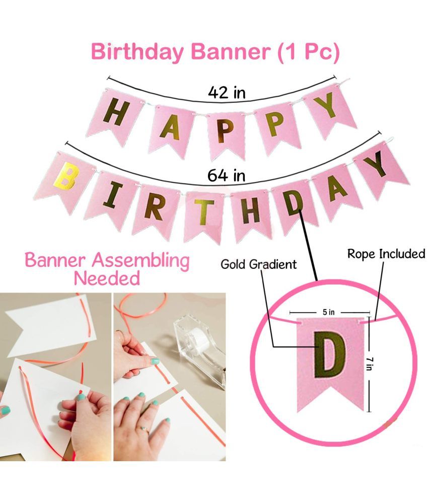 CuteSo Happy Birthday Decoration Items Kit Combo Set 1st 2nd 3rd