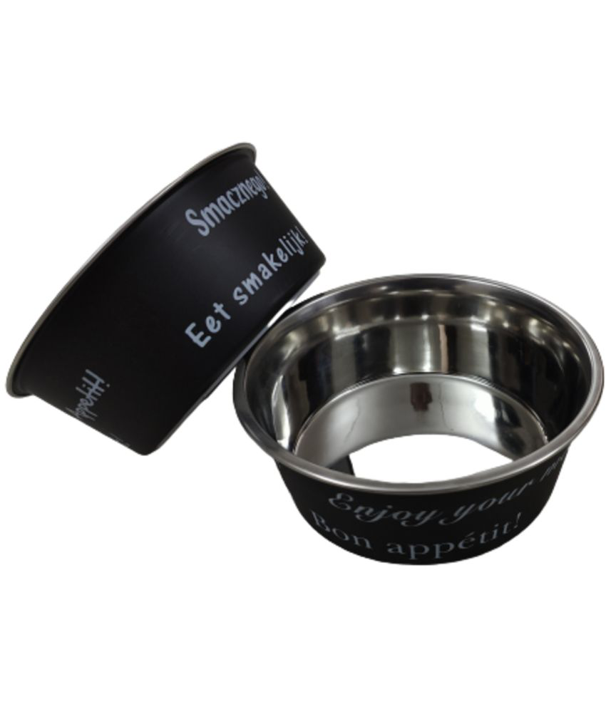     			ELTON Enjoy Your Meal set of 2 Stainless Steel Bowl with PP Covering Outside (Black) 1200ml