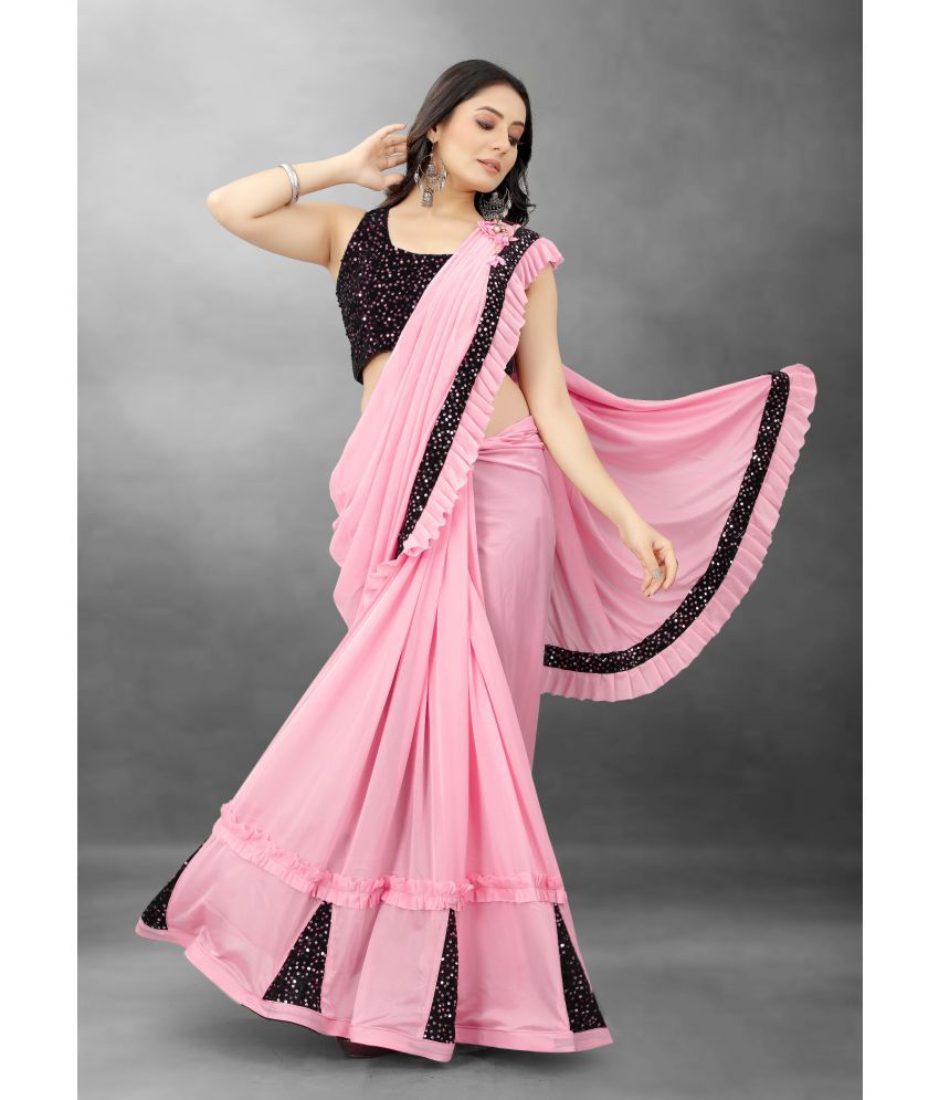     			Apnisha - Pink Lycra Saree With Blouse Piece ( Pack of 1 )