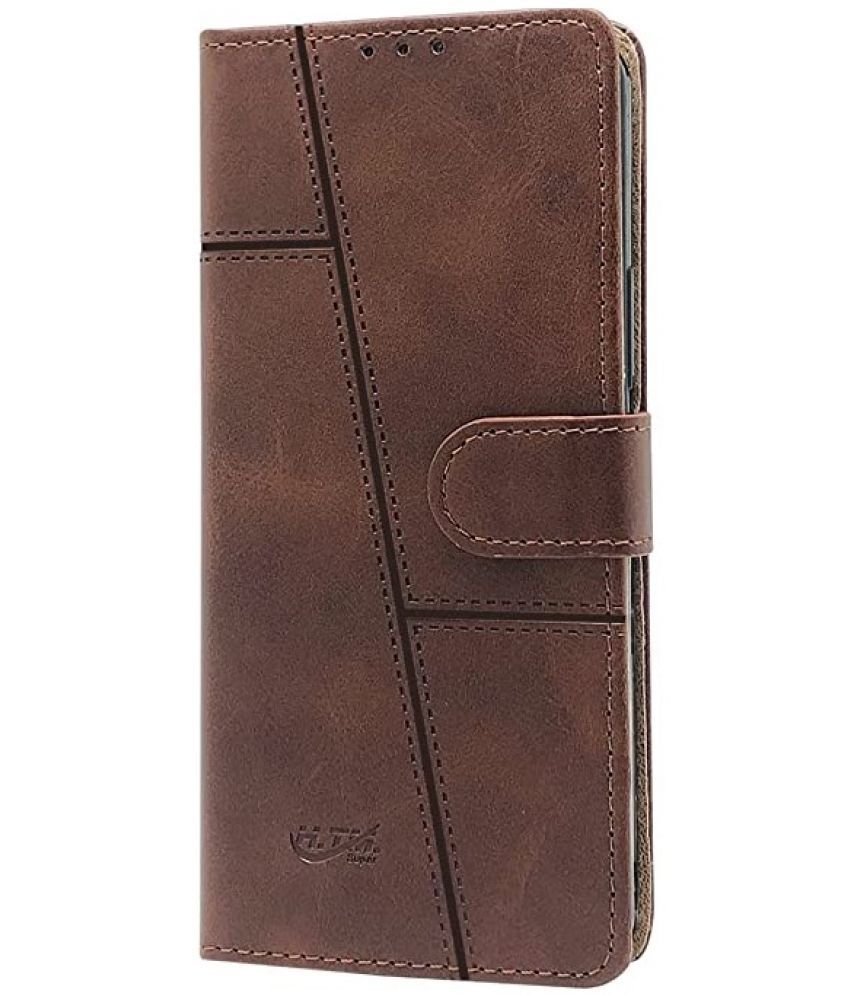     			Kosher Traders - Brown Artificial Leather Flip Cover Compatible For Oppo F17 ( Pack of 1 )