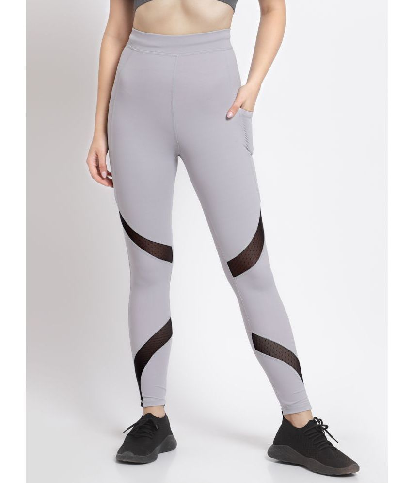     			PureKnots - Grey Lycra Slim Fit Women's Sports Tights ( Pack of 1 )